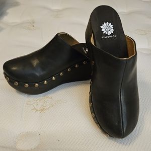 Yellowbox Baldwyn Studded Wedge Heel platform clog Size 6 Black